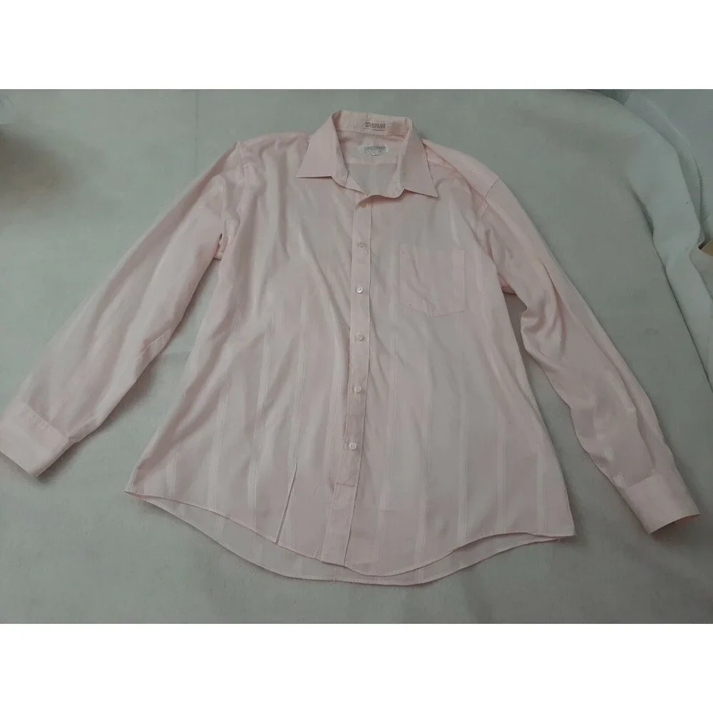 RARE Christopher Street pink button down shirt relaxed fit 17 34/35 stain sale - Picture 1 of 6